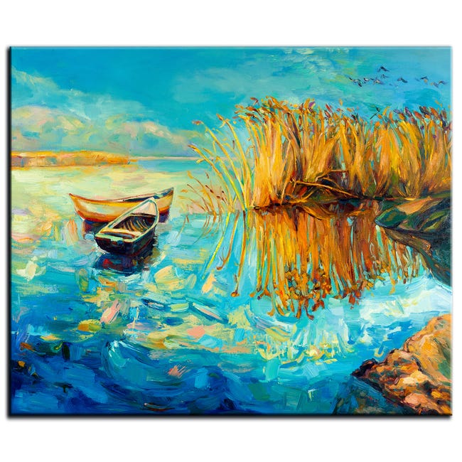 DECLINA, Tableau toile imprimée paysage, Tableau peinture toile Voilier en  mer, 50x30 cm