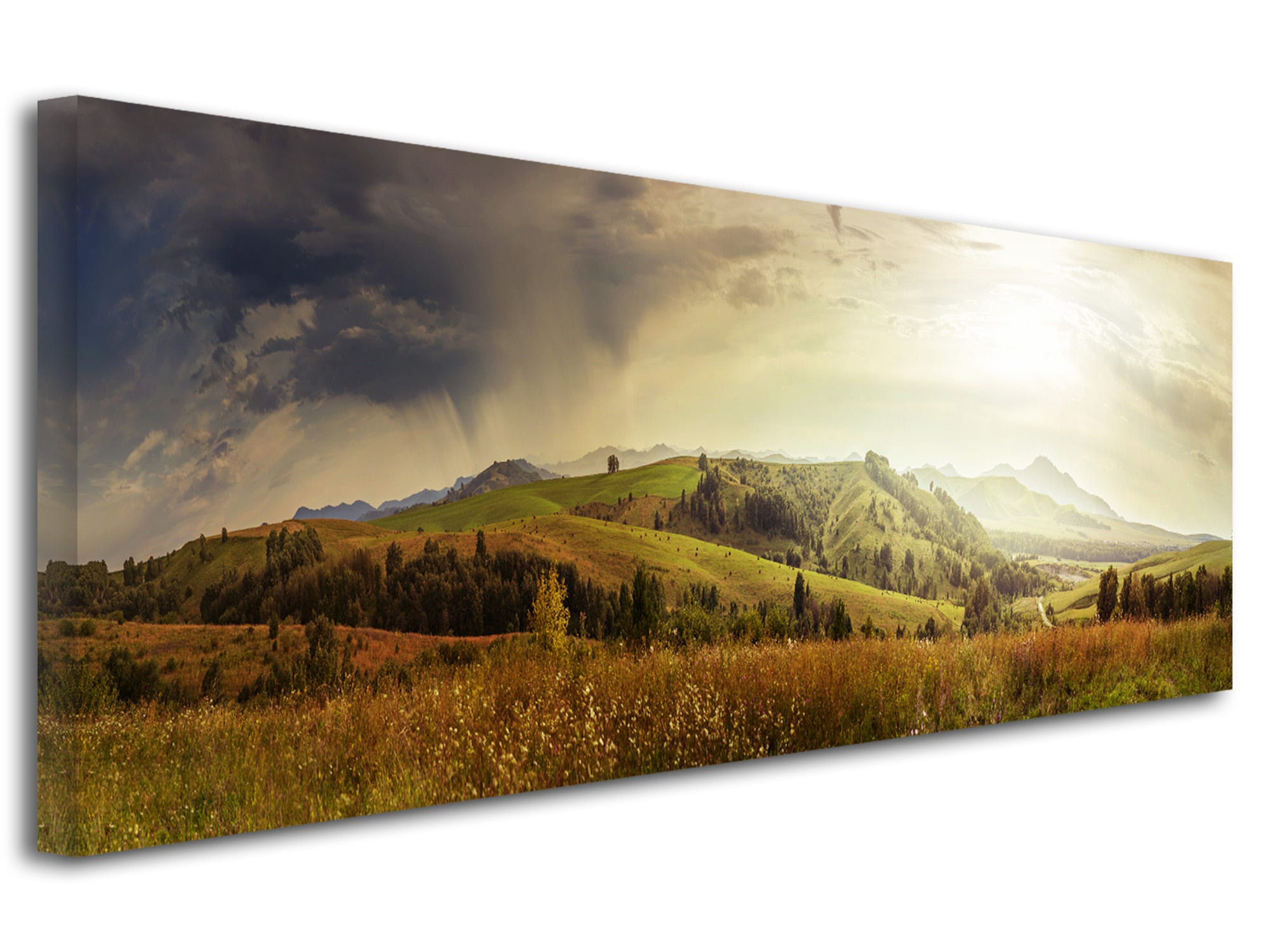 DECLINA, Tableau toile imprimée paysage, Cadre toile déco MONTAGNE  PANORAMIQUE, 150x60 cm