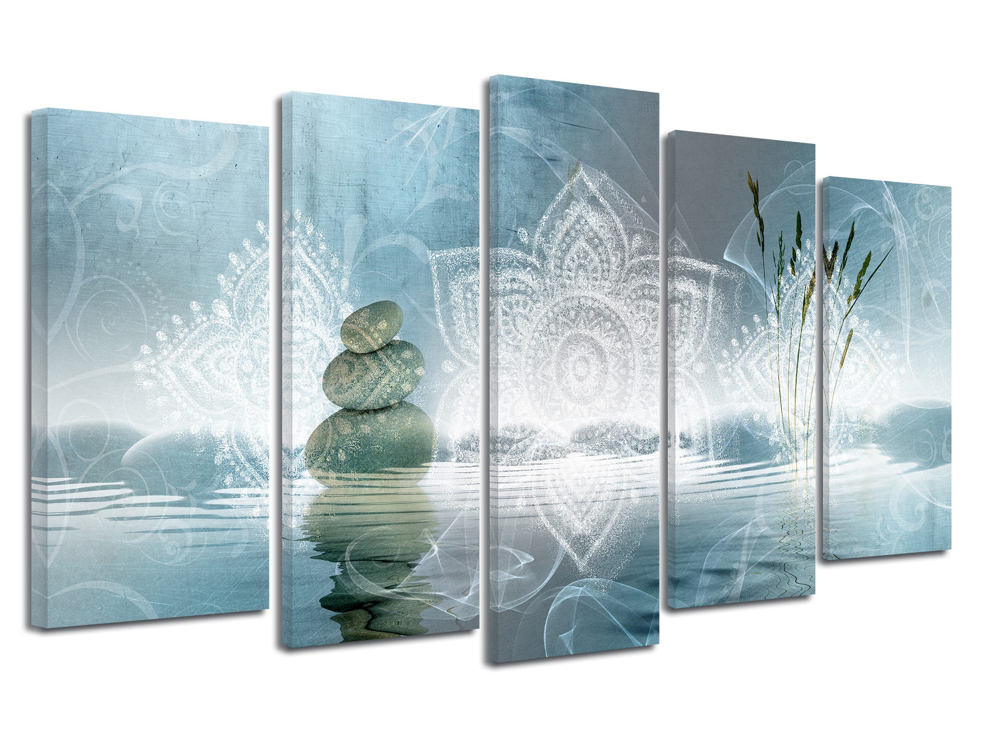 DECLINA, Tableau toile imprimée Zen, Tableau grand format Zen et Galet,  220x120 cm