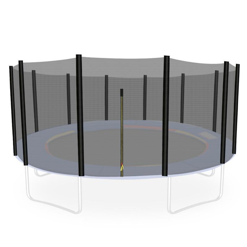 Filet De Sécurité Trampoline Diamètre 366 Cm - 8 Chemins, Poteaux Droits, Boîtier Rond, Résistant Aux Intempéries Avec Fermeture Éclair Double Tête
