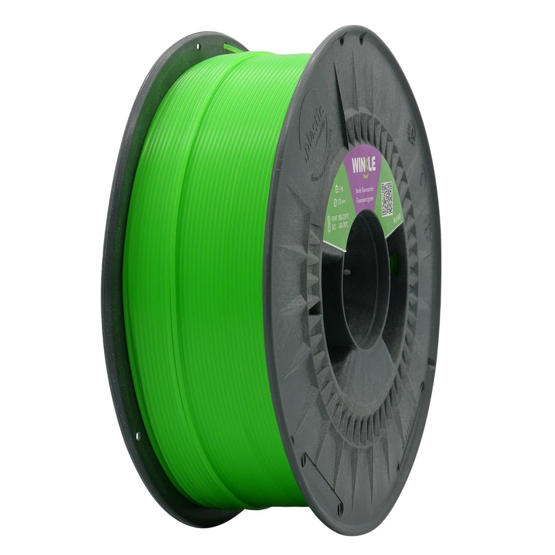 Winkle Filamento PLA, Pla 1.75mm, Filamento Stampa, Stampante 3D, Filamento 3D, Colore Verde Fluorescente, Bobina 300gr