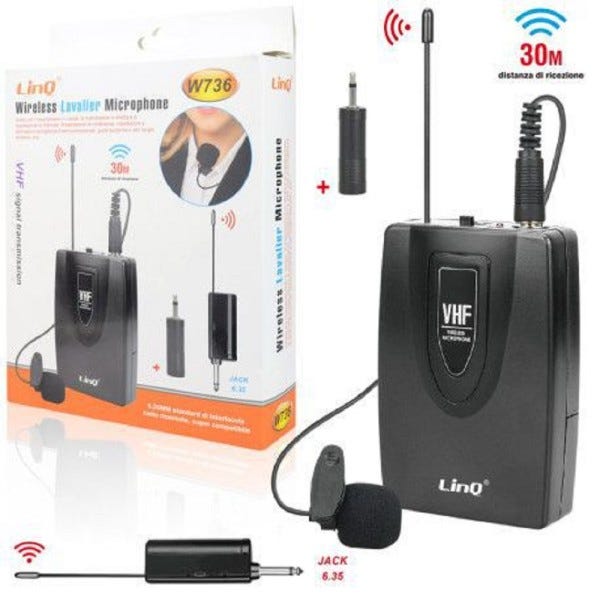 Trade Shop - Microfono Lavalier Con Clip Wireless Amplificatore