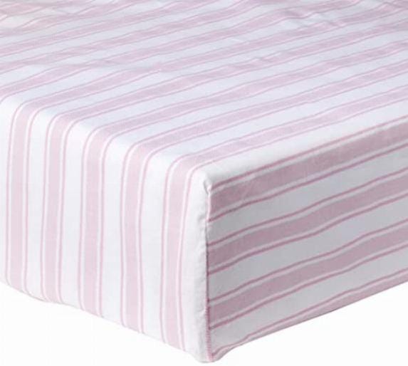 Bianca - Lenzuolo con angoli singolo, motivo a quadri e strisce, in cotone,  rosa