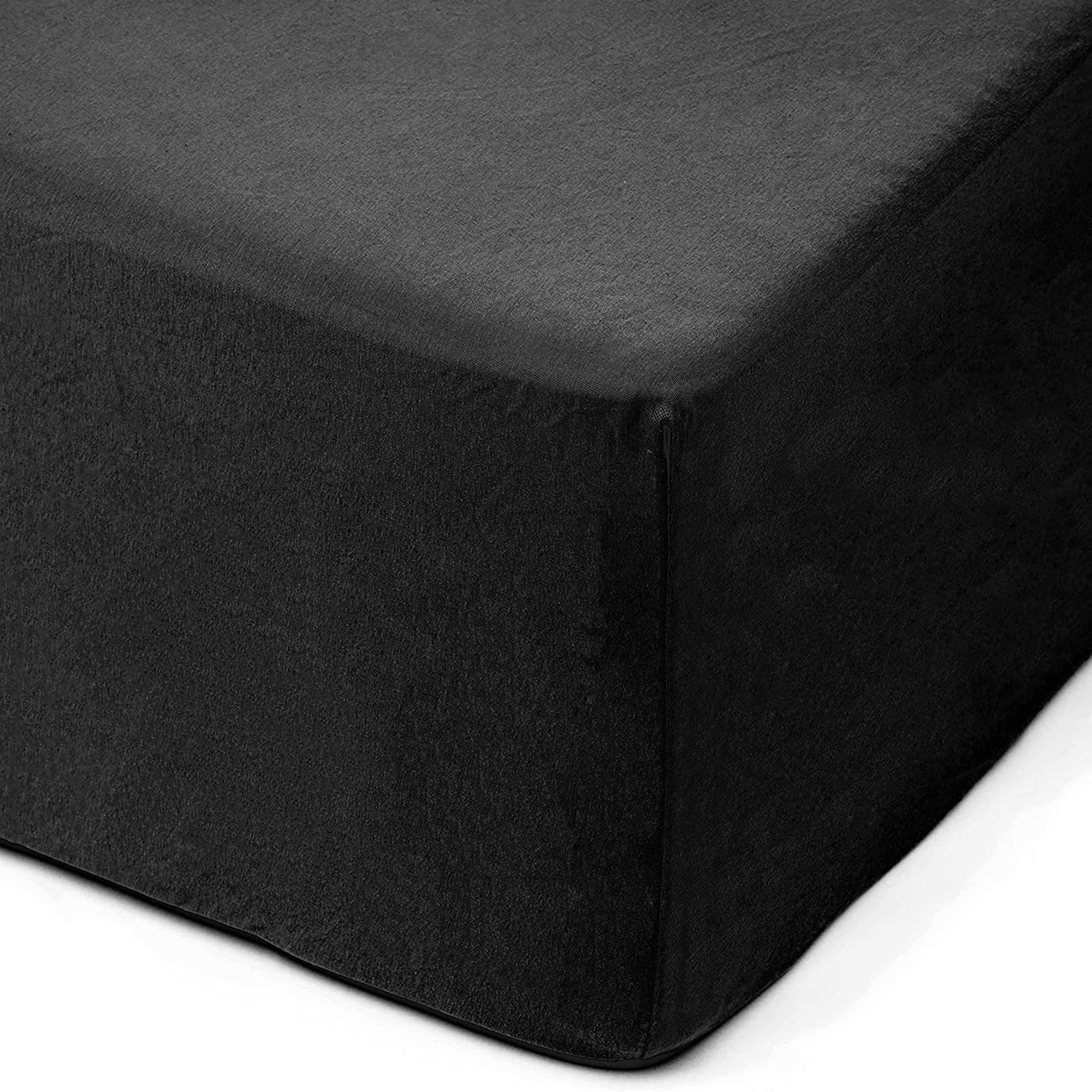 Amago Lenzuolo con Angoli 140 x 200 cm, Per Letti Boxspring e Letti ad  Acqua, Angoli 50 cm, 100% Cotone, Nero