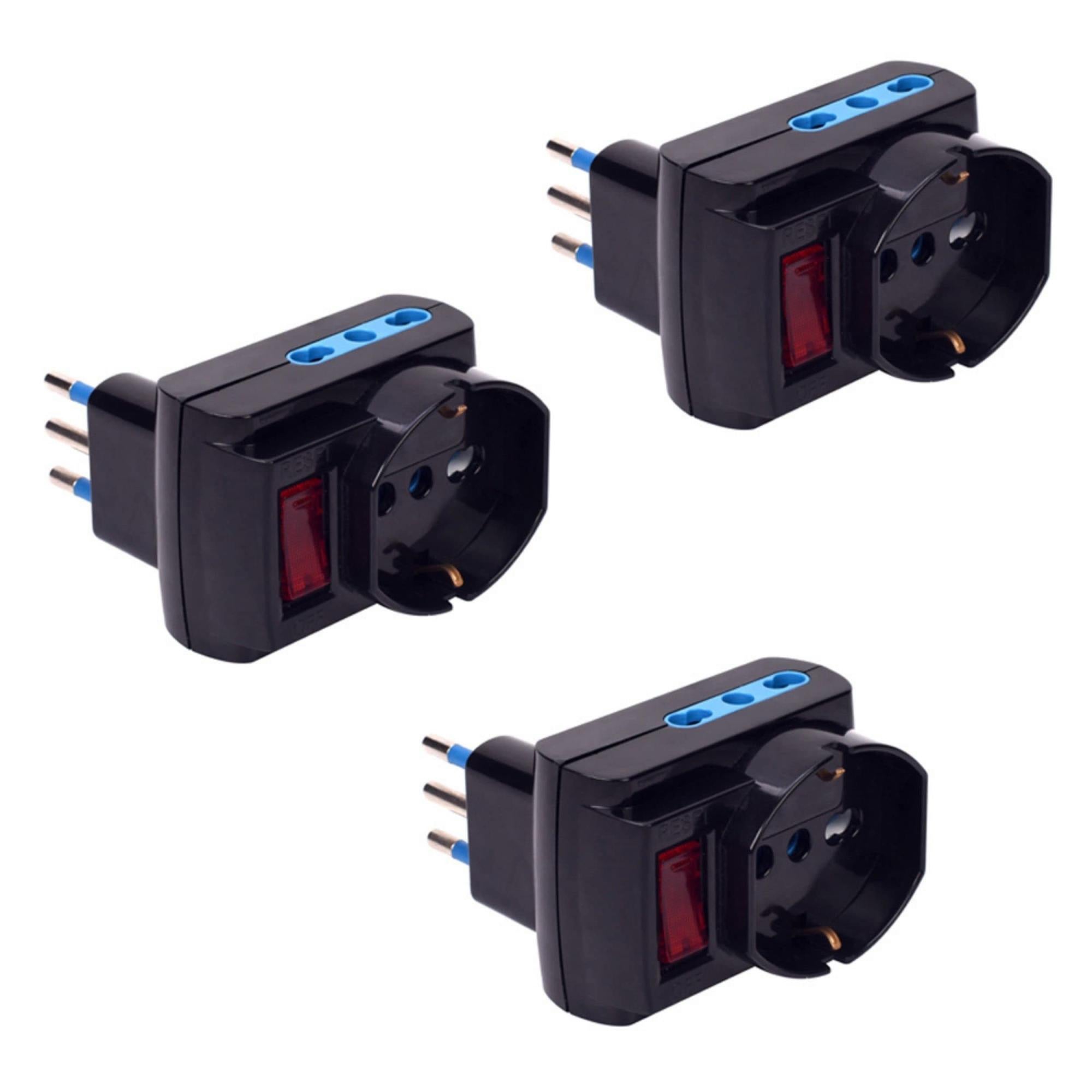 Presa Multipla Adattatore 5 Pezzi - Convertitore Spina Da Europea A 3 Uscite Con Rotazione 180° - Ultra Sottile, Igienifugo, 110-250V Per Casa E Viaggio - 3