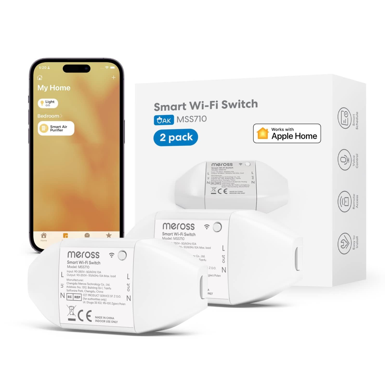 MOES Modulo Interruttore WiFi Intelligente 10A, Compatto, Funziona Con Alexa E Google Home - 5