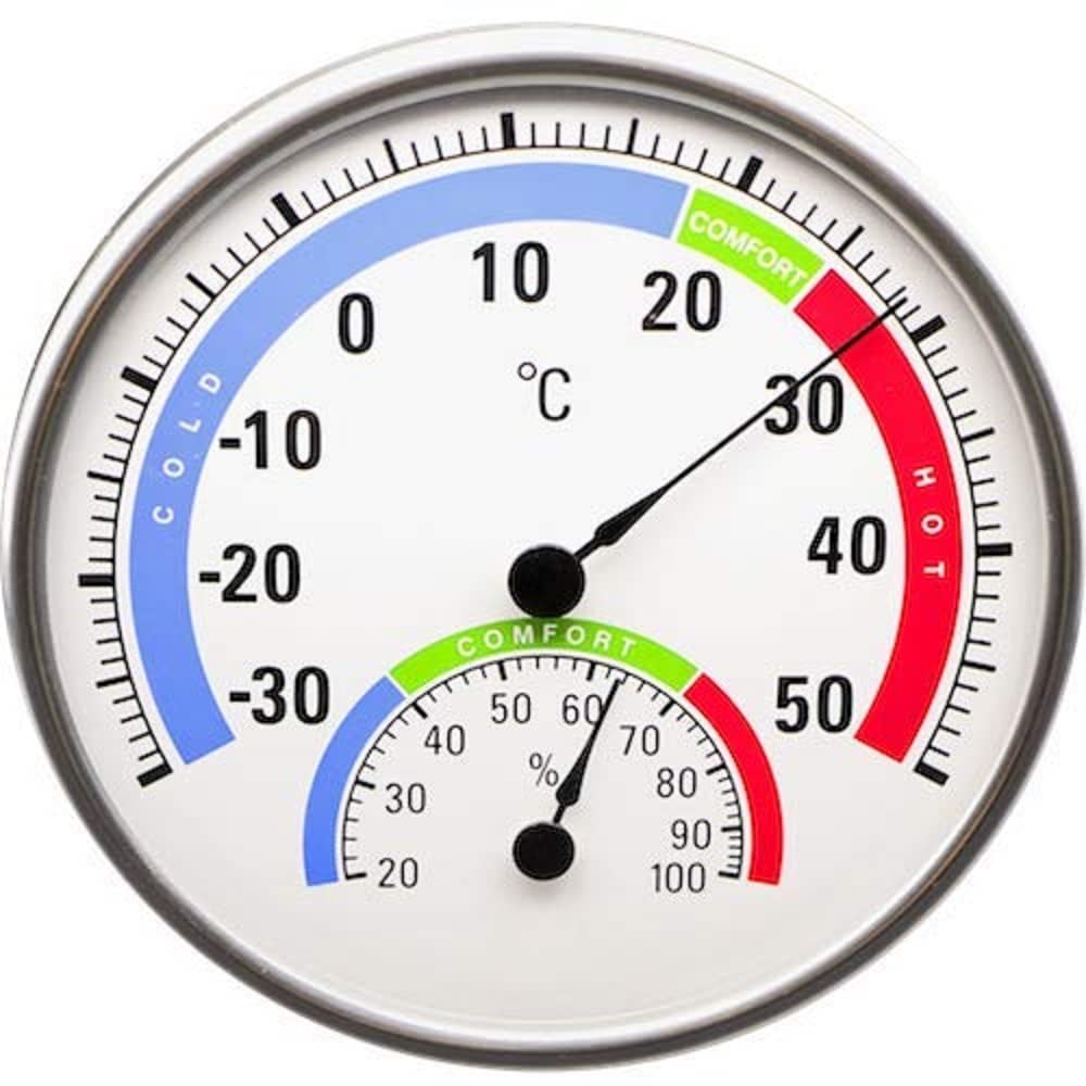 Technoline Termometro analogico WA3050, termoigrometro Rotondo con  indicatore di Comfort, Display analogico di umidità