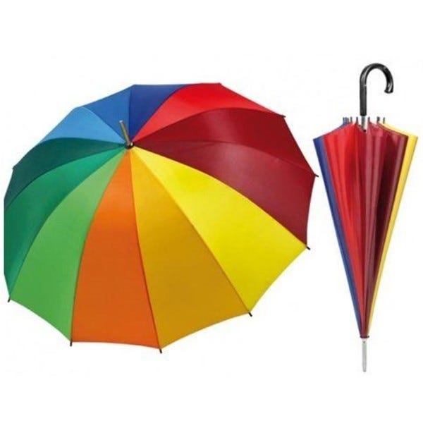 Trade Shop - Ombrello Grande Colore Arcobaleno Protegge Pioggia E
