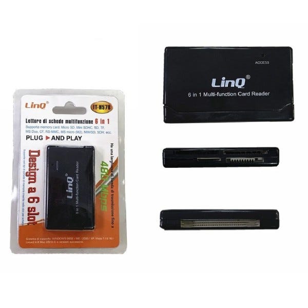 Trade Shop - Lettore Schede Di Memoria Memory Card 6in1 Sd Tf Micro Sd  Rs-mmc It-h578 Esterno