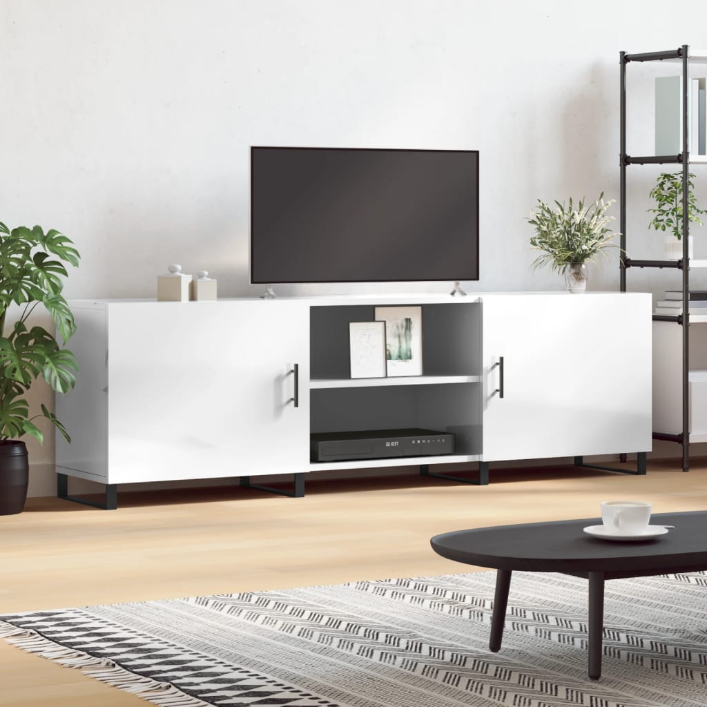 Parete Attrezzata Mobile Swiss Mobile Soggiorno TV Mensola Modulo Sospeso  Salotto Legno Base Televisione Sala da Pranzo Design 200 x 41 x 46 cm Bianco