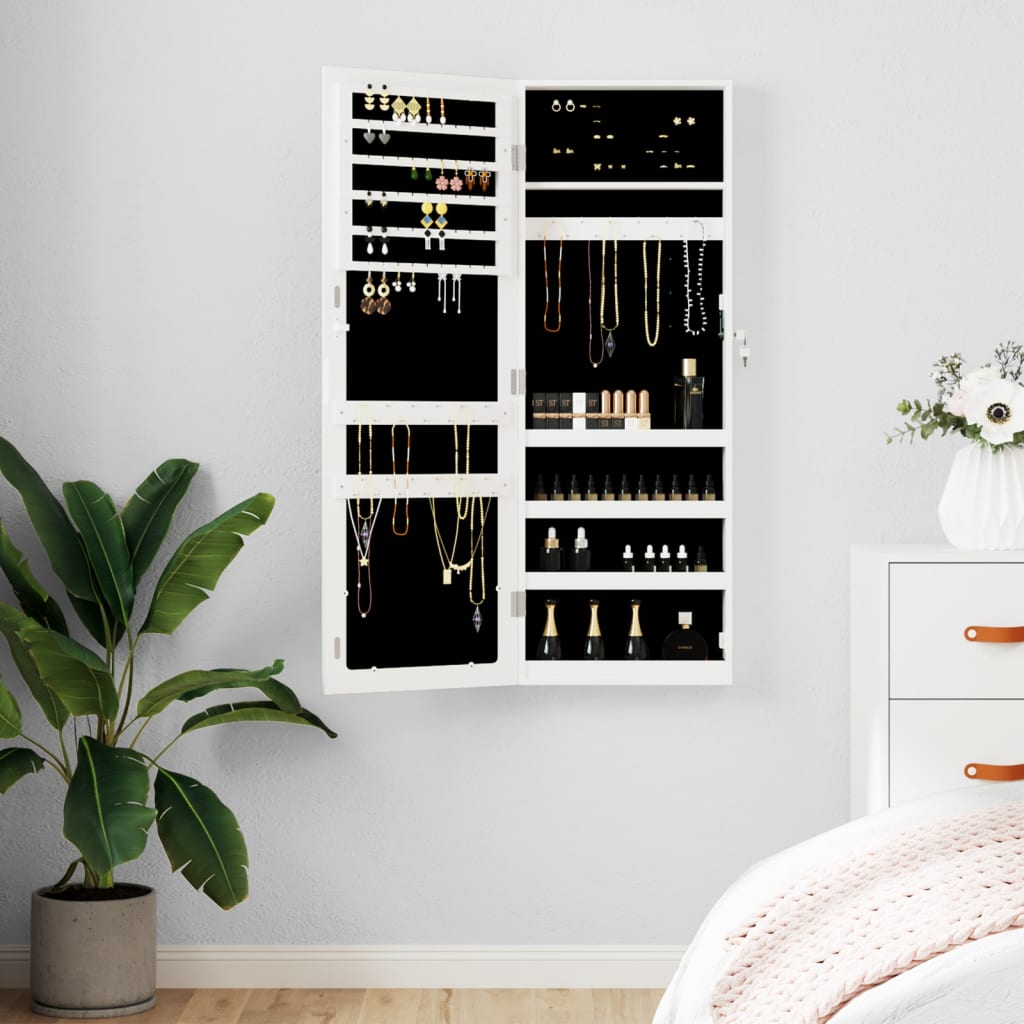 Maison Exclusive Espejo con joyero de pared negro 37,5x10x106 cm