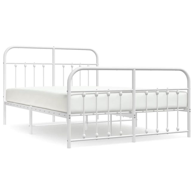 Estructura cama metal con cabecero y estribo blanco 150x200 cm
