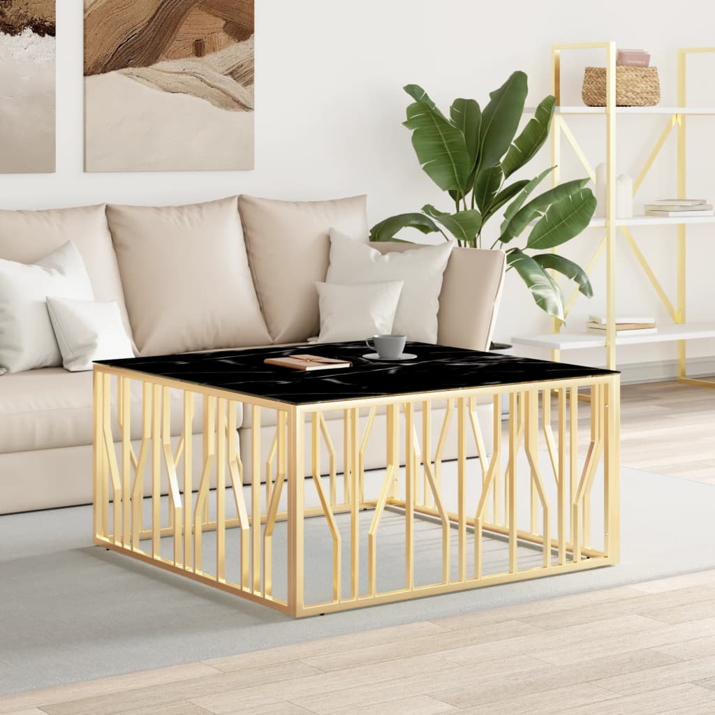 Maison Exclusive - Tavolino da Salotto Oro 100x100x50 cm in Acciaio Inox e  Vetro