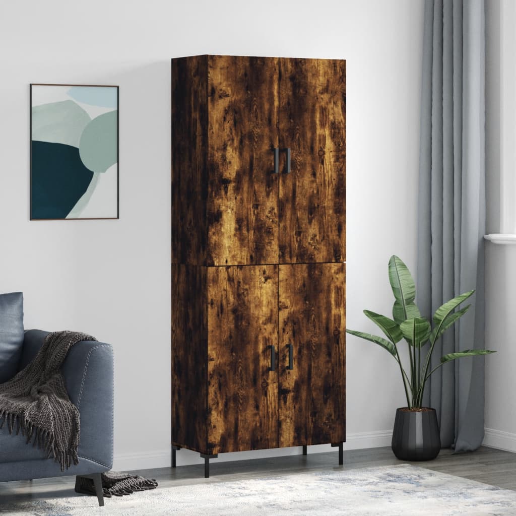 Maison Exclusive Aparador alto madera contrachapada roble ahumado  69,5x34x180 cm