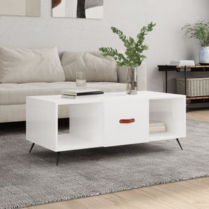 Maison Exclusive - Tavolino da Salotto Bianco Lucido 102x50x40cm Legno  Multistrato