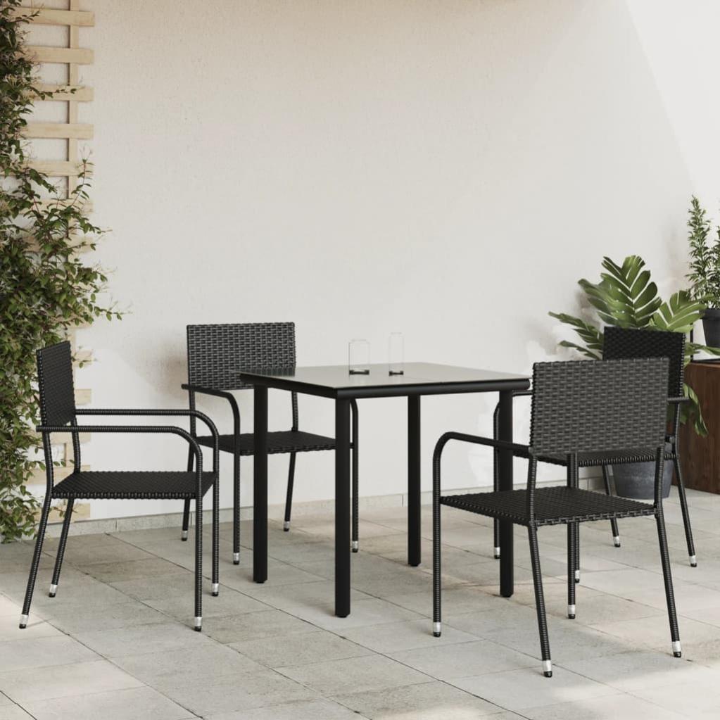 Maison Exclusive - Set da Pranzo da Giardino 5 pz Nero in Polyrattan e ...