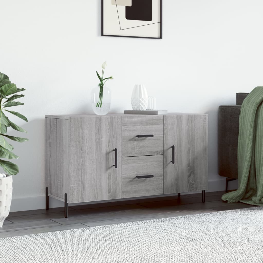 Credenza GIANTEX 3 Ripiani - 106,5x33x60 Cm, Ante Scorrevoli, Nero, Per Cucina O Soggiorno