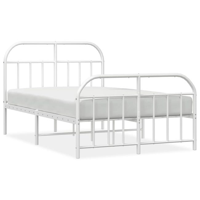 Estructura cama metal con cabecero y estribo blanco 180x200 cm