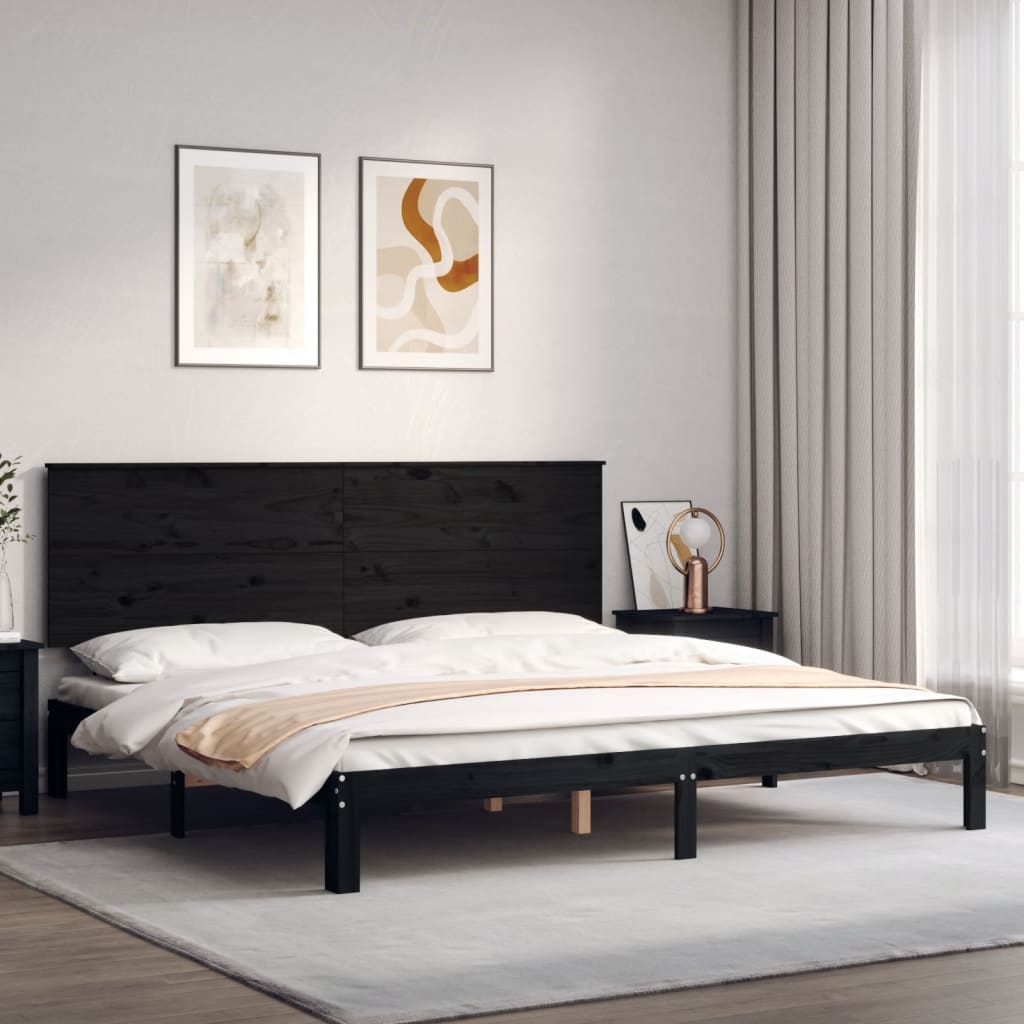 Maison Exclusive Estructura cama de matrimonio con cabecero madera maciza  negro