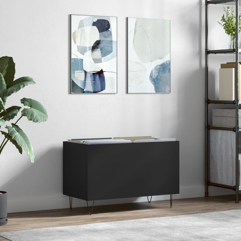 Maison Exclusive Mueble para discos madera contrachapada negro 84,5x38x48  cm