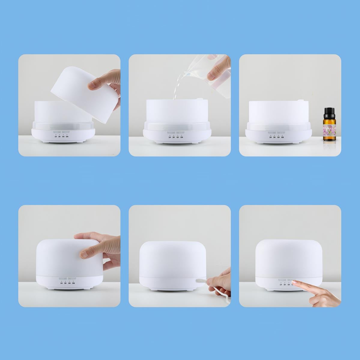 Difusor de Aceites Esenciales Klack, Humidificador de Aire Ultrasónico FT818 con Control Remoto de 500ml - 7