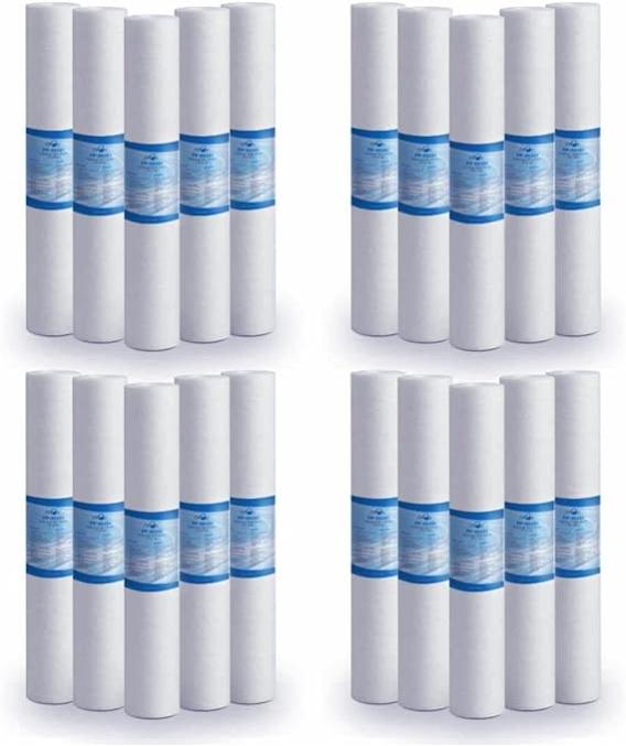 Finerfilters Filtro Sedimenti 25,4 Cm (10''), 1 Micron, Polipropilene Filato, Confezione Da 4 Pezzi