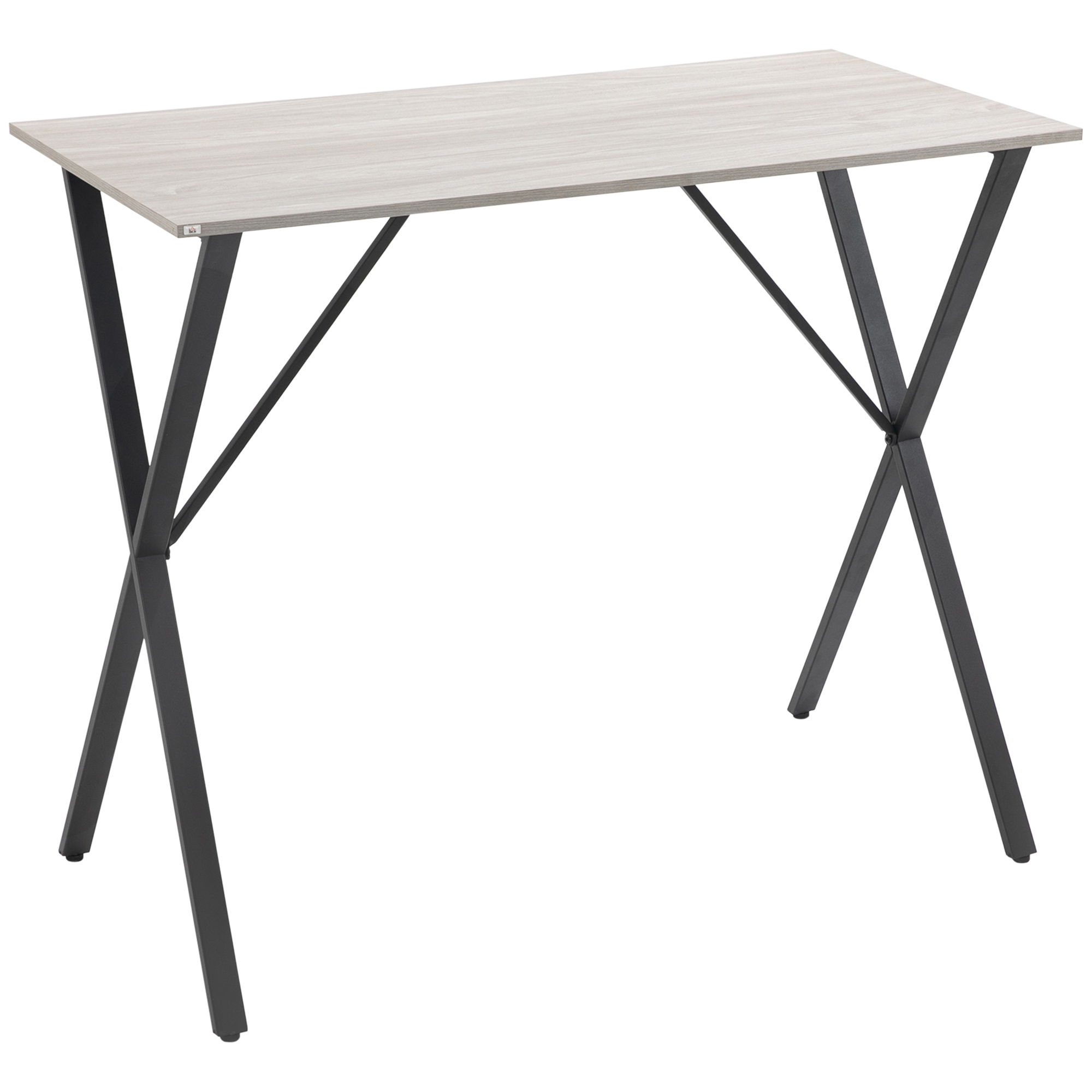 Table de bar châssis acier noir plateau aspect bois blanc Leroy Merlin