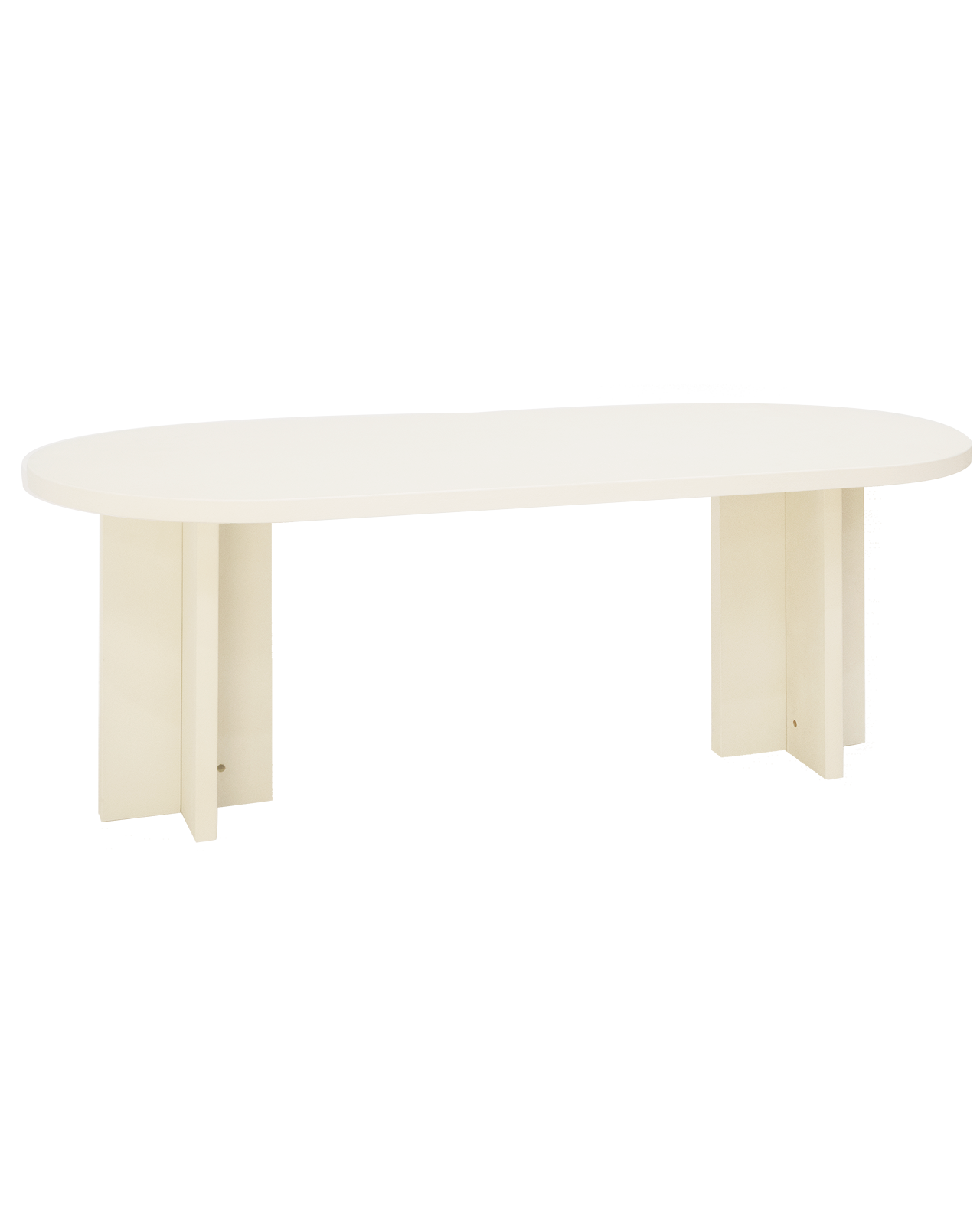 DECOWOOD mesa de centro de microcemento con tres patas tono Blanco roto 120cm