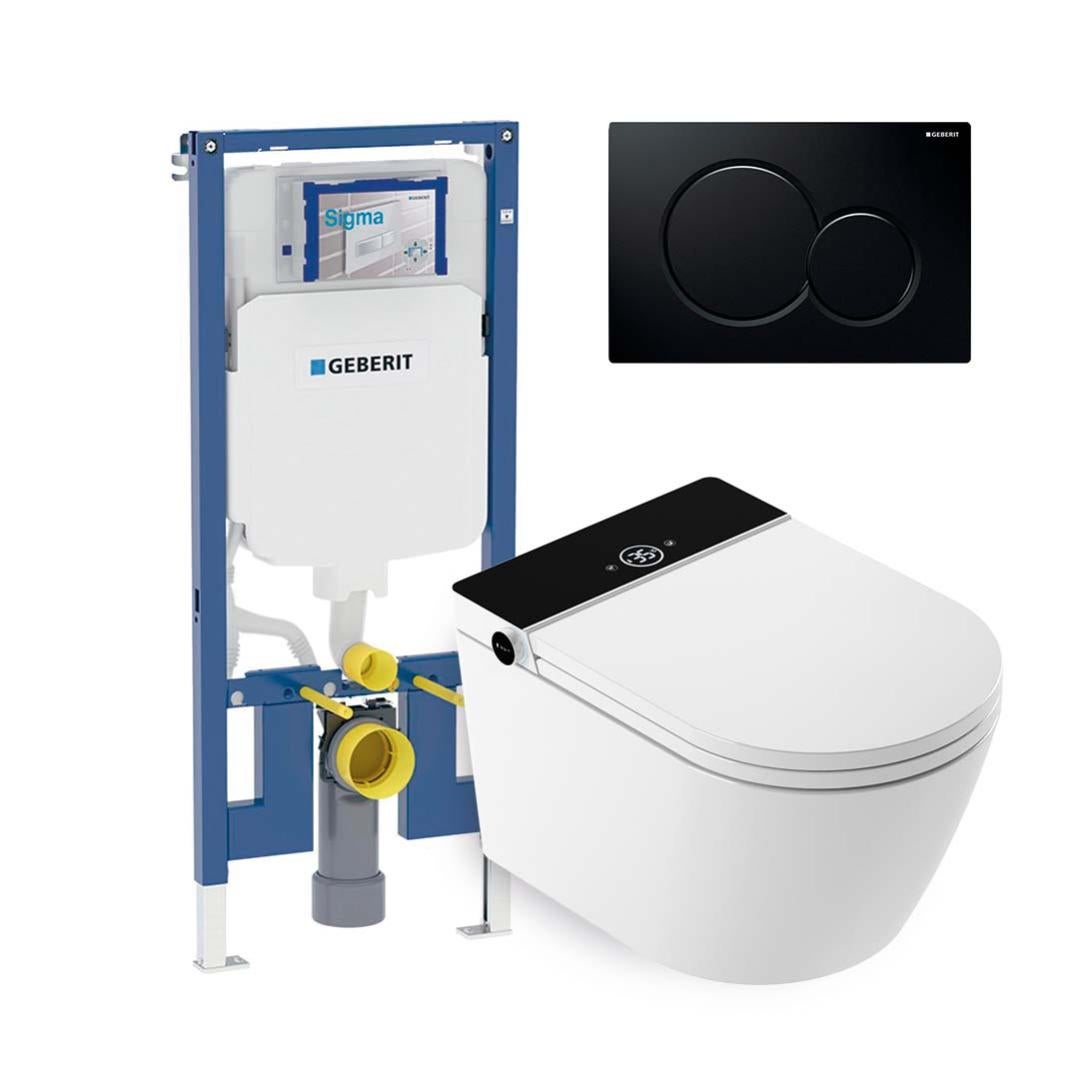 Mizubath - Set inodoro inteligente susp. Rada negro | Limpieza por agua ...
