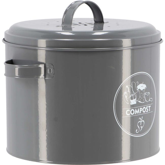 Poubelle Compost Cuisine 2-en-1 Métal 3L avec Couvercle et Filtre
