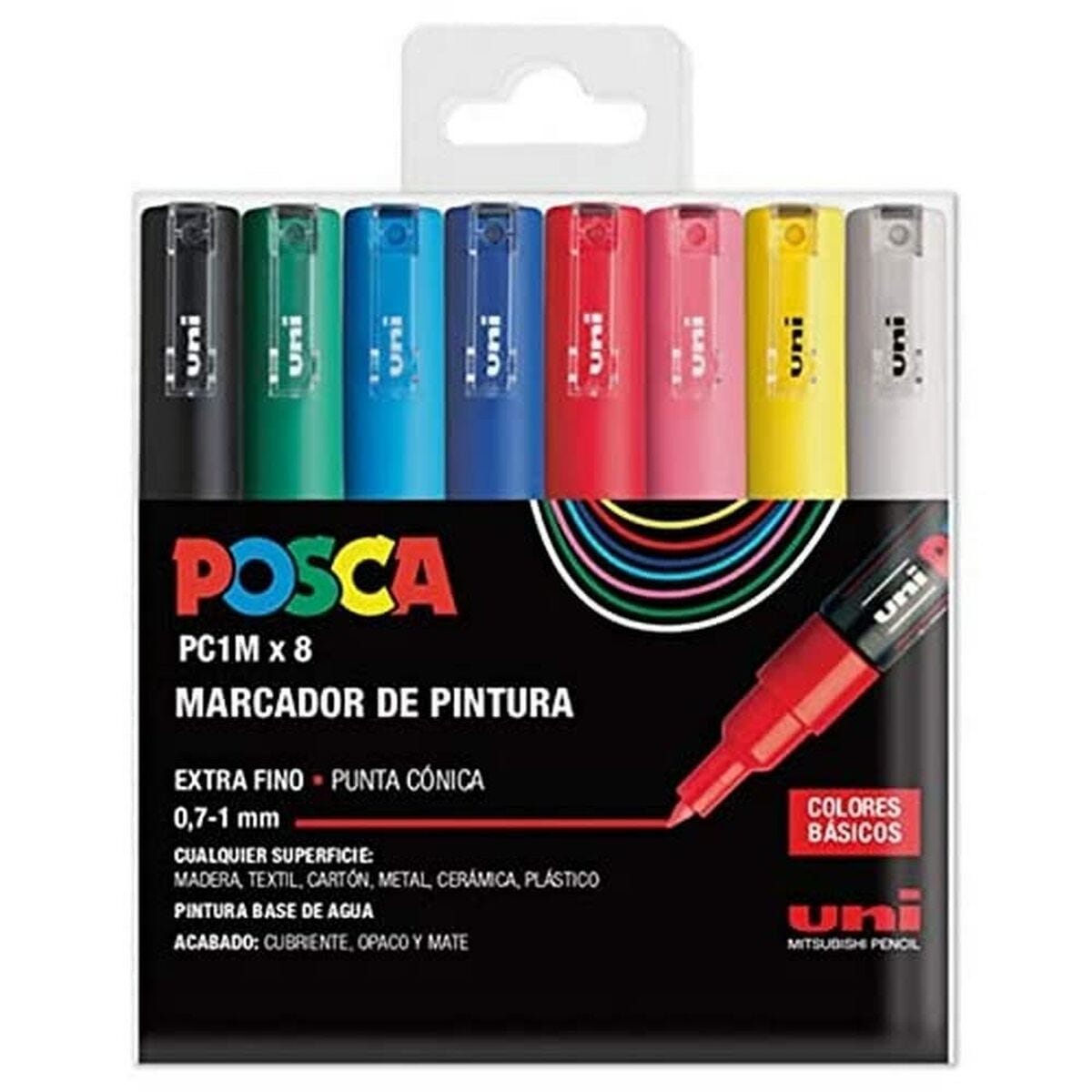 Boîte de marqueurs POSCA PC-1M 8 Pièces Multicouleur