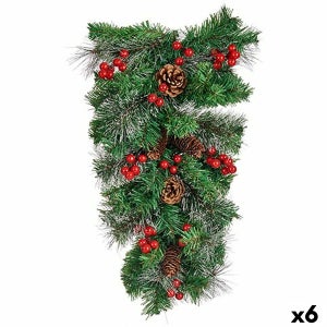 Guirlande de Noël Boa large 20 cm Vert avec Noeuds Rouge Longueur