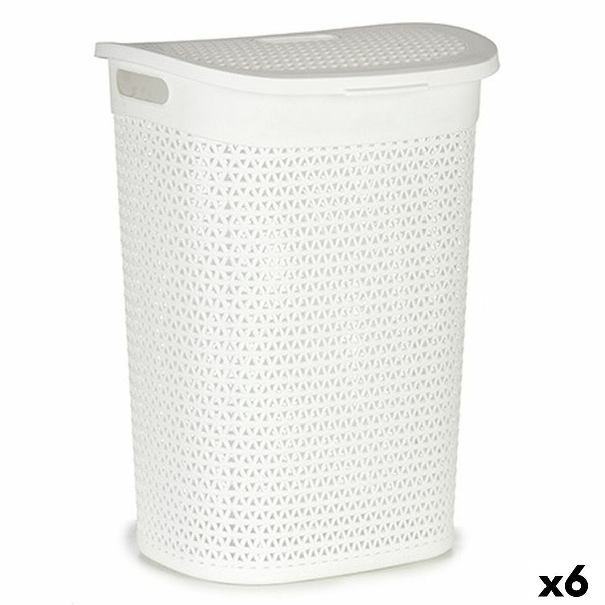 Panier à linge Blanc Plastique 60 L 43,5 x 57,5 x 34 cm (6 Unités