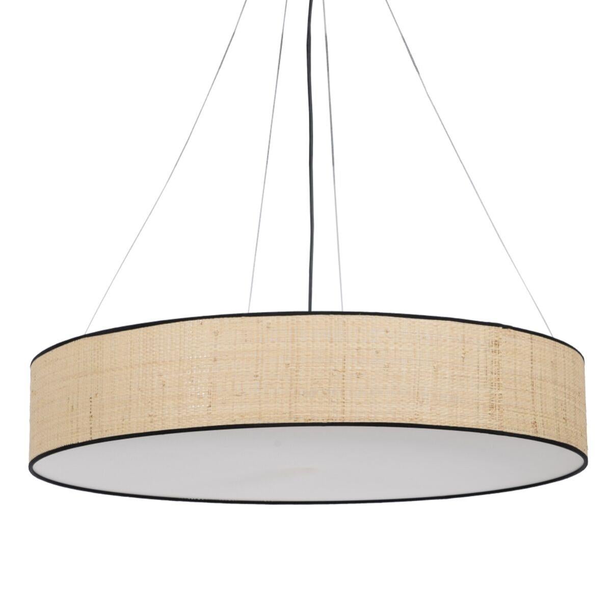 Lampadario Bianco Nero Naturale Rafia Ferro Plastica 220-240 V 80 x 80 ...