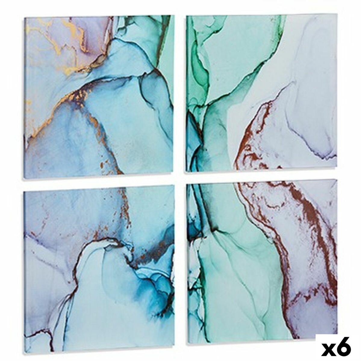 Set di 4 quadri Tela Marmo Azzurro 35 x 7 x 35 cm (6 Unità) | Leroy Merlin