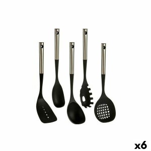 Set di Utensili da Cucina Nero Silicone legno di faggio (24 Unità)