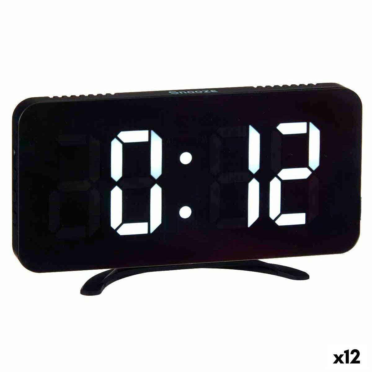 Orologio Digitale da Tavolo Nero ABS 15,7 x 7,7 x 1,5 cm (12 Unità)