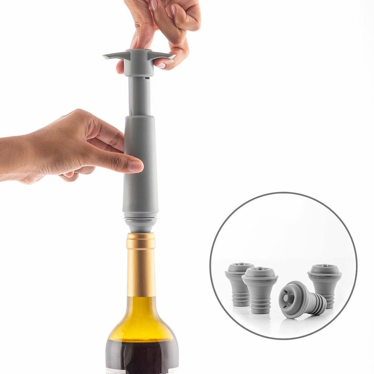 Pompa per Sottovuoto e Tappi per il Vino Winuum InnovaGoods (4 tappi di  sughero)