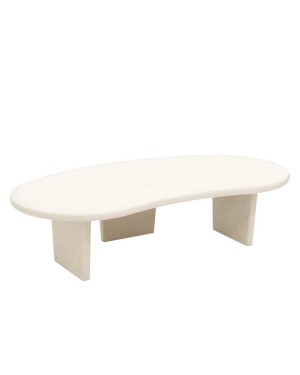 DECOWOOD mesa de centro de microcemento con tres patas tono Blanco roto 120cm