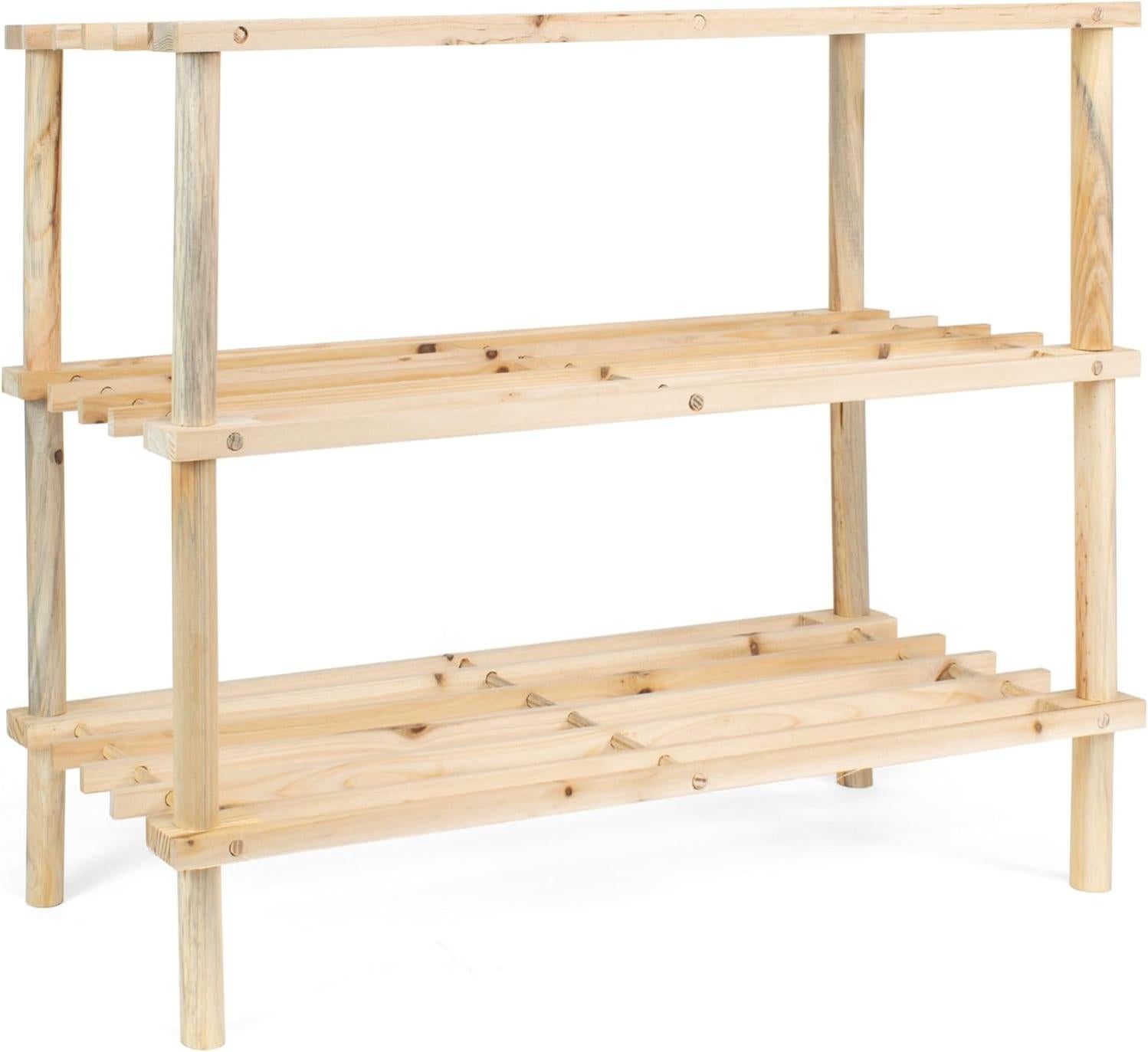 Well Home Scarpiera In Legno Naturale 3 Ripiani 77x26x40 Cm - Mobile Da Ingresso Pratico Ed Elegante