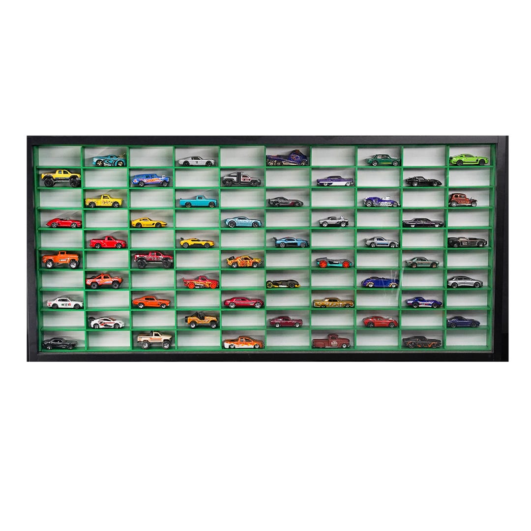 Decographics, Vitrina Expositor H100, Compatible con Hot Wheels, Capacidad 100 Coches, Vitrina para colección, Organizador de Coches