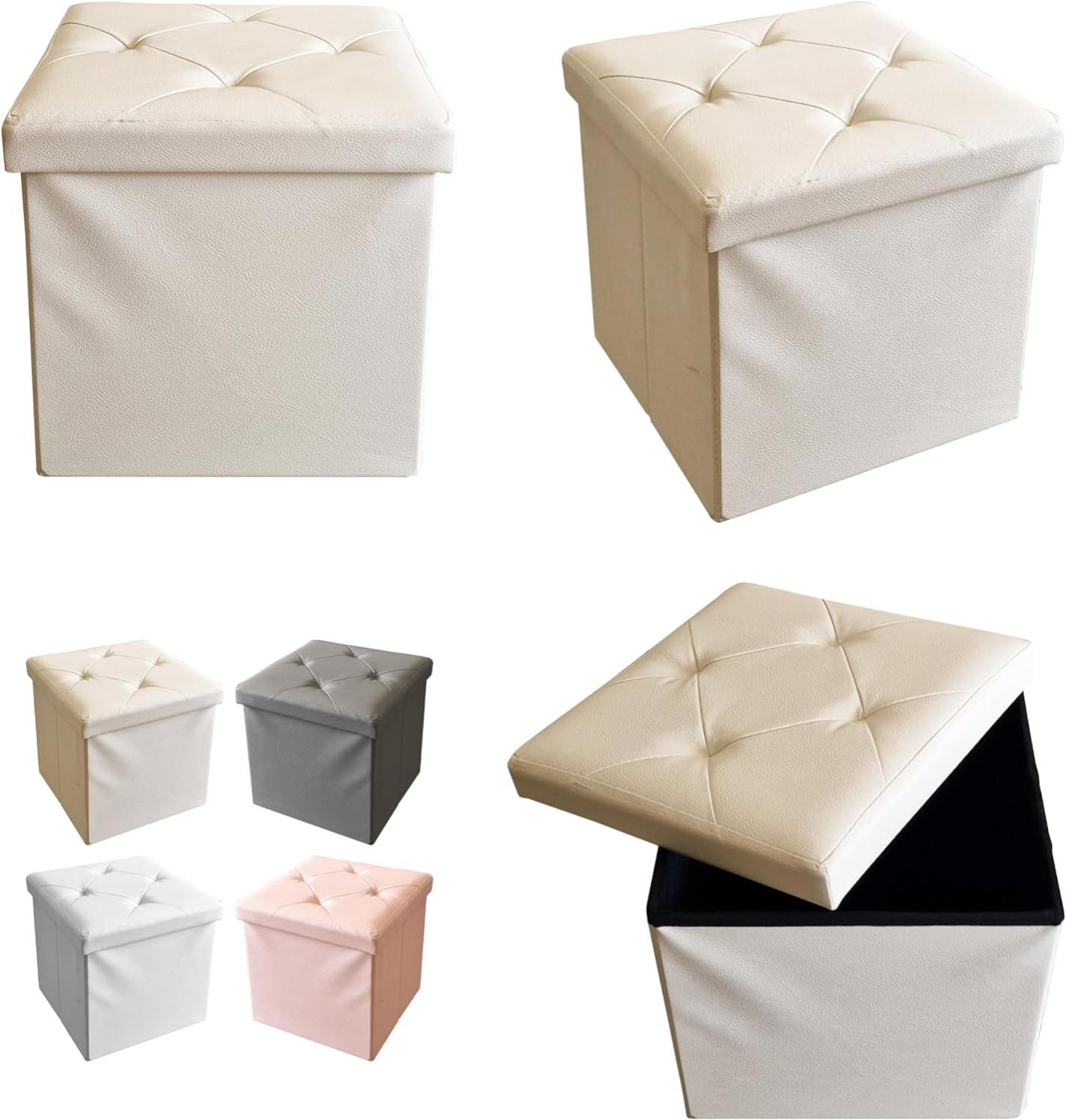 Cassapanca Contenitore Pouf Portaoggetti Poggiapiedi Diamante Strass Similpelle 76x38x38 Nero