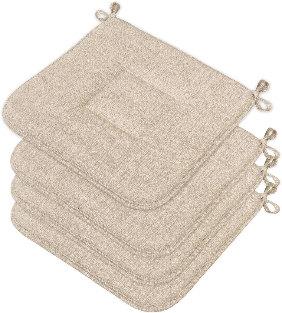 Juego de 4 cojín para silla tejido algodón suave universal lavable beige