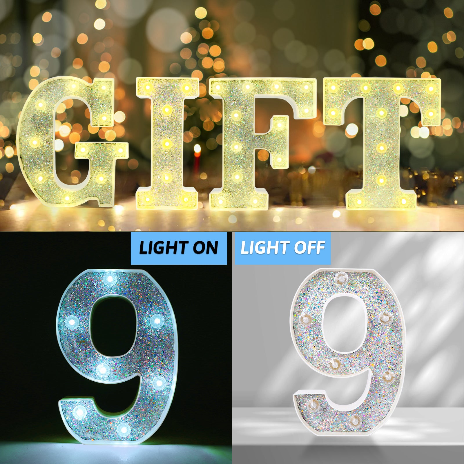 Lampe à chiffres LED, chiffres lumineux 0 à 9, décoration LED pour