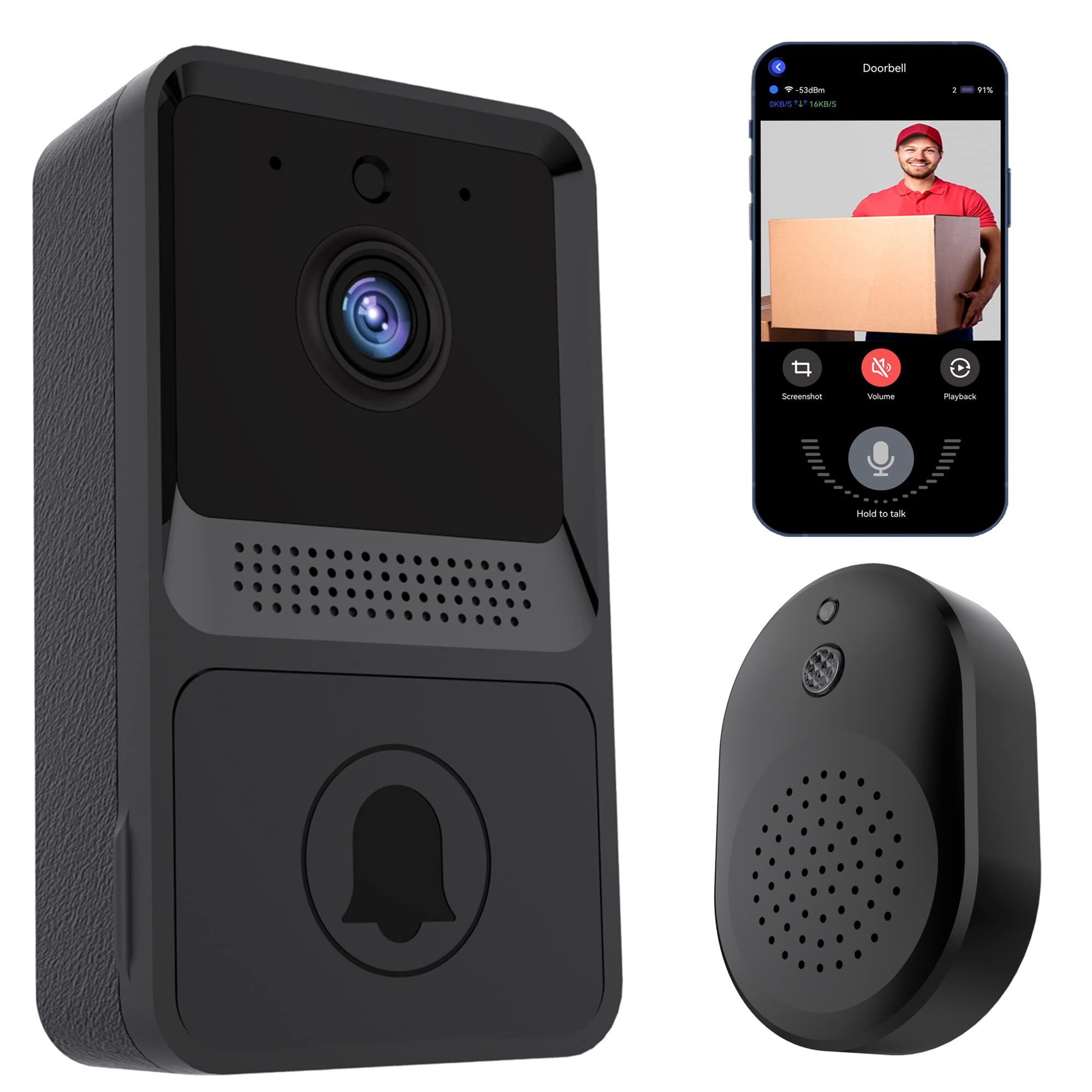 Sonnette vidéo connecté Sans fil WiFi 720P Caméra de vision nocturne IR avec  carillon - Caméra de surveillance - Achat & prix