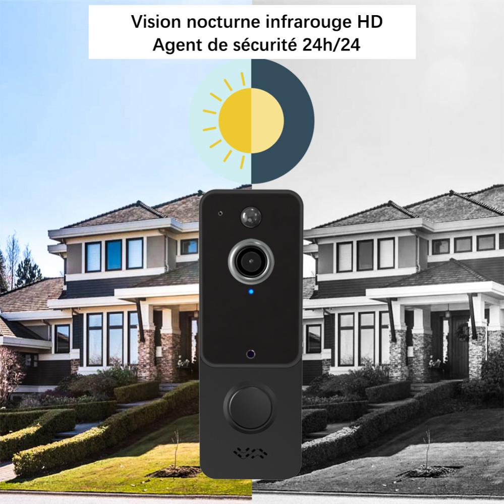 Caméra de sonnette sans fil, sonnette vidéo WiFi avec détection humaine intelligente, audio bidirectionnel, vision nocturne HD, vue en direct - 5