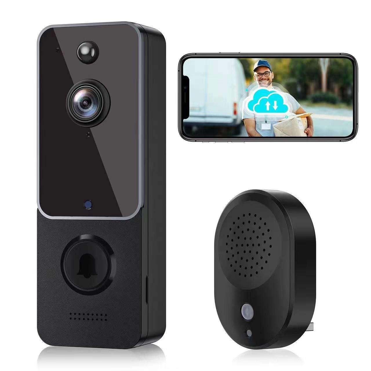 Caméra de sonnette sans fil, sonnette vidéo WiFi avec détection humaine  intelligente, audio bidirectionnel, vision nocturne HD, vue en direct