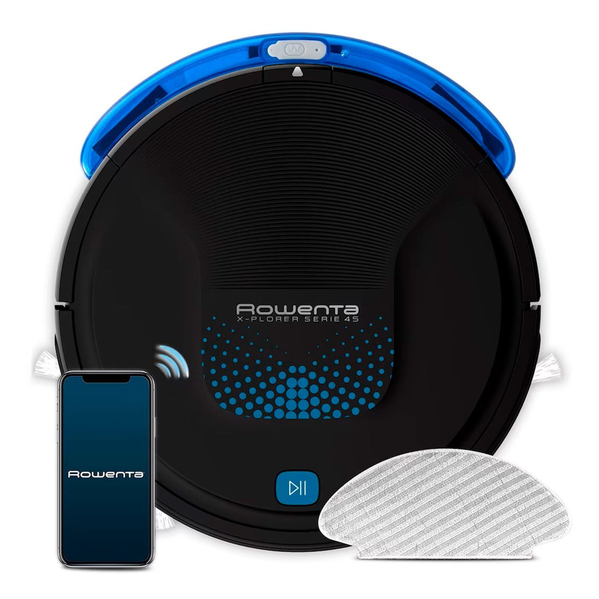 Robot aspirador rowenta x-plorer serie 45 rr826 4 en 1 conexión app alexa google assistant negro