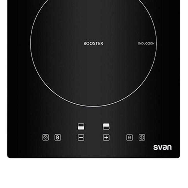 Placa de inducción Svan SVI200 2 fuegos con Booster 3600W cristal negro  6x29x52 cm