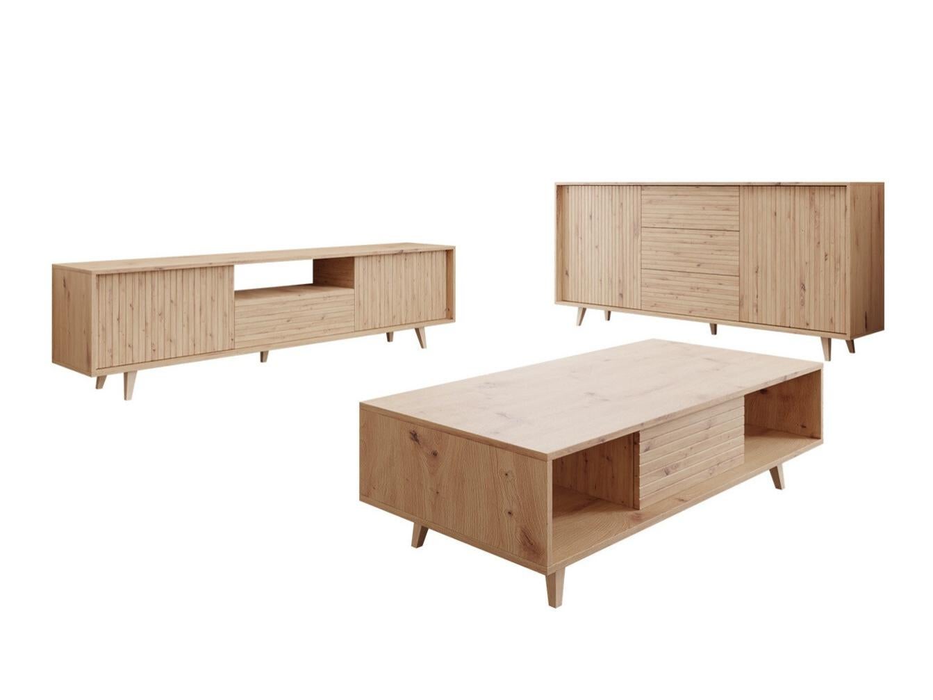 CDF Cassettiera Moderna 2 Ante E 4 Cassetti - Colore Rovere Artisan, 120x40x97 Cm, Per Soggiorno E Camera Da Letto